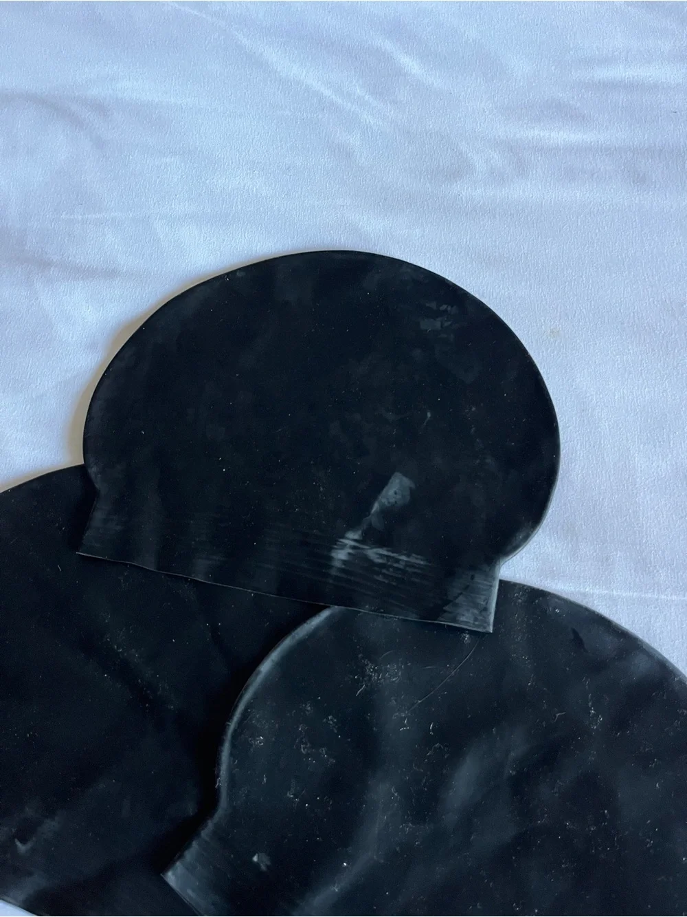 Black Latex Swim Cap Lot of 3 Stretch Waterproof Swim Cap